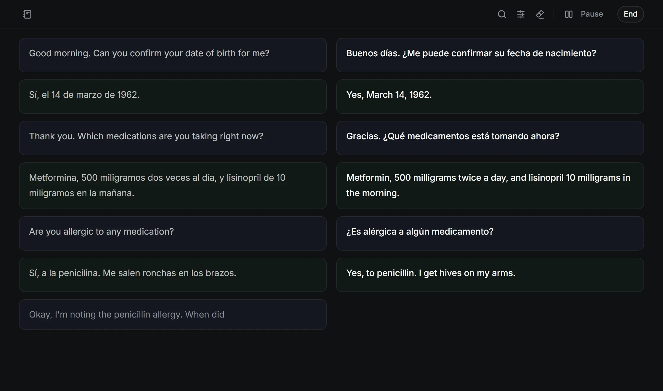 Interpreter on a Mac in the dark theme, during the same call